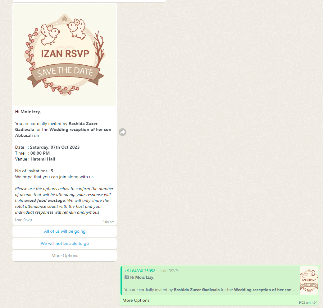 Sample RSVP Response